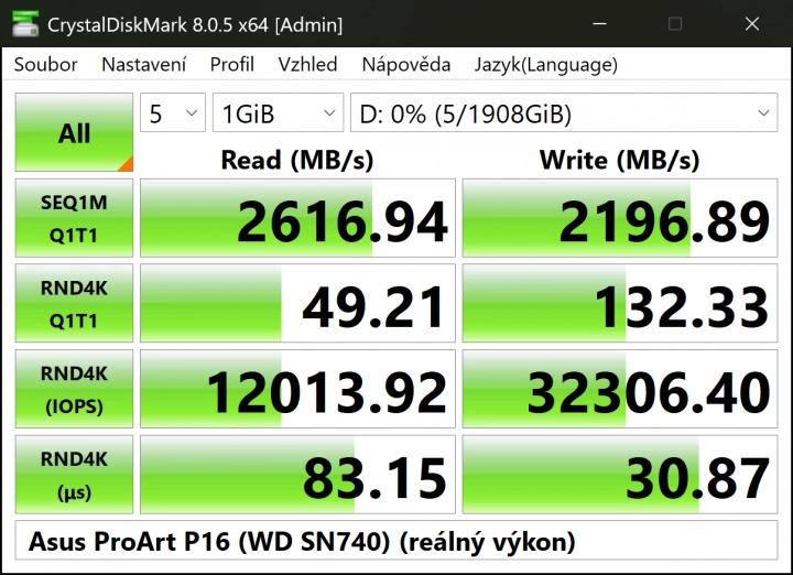 Asus ProArt P16 (H7606) - cdm disk2 (reálný)