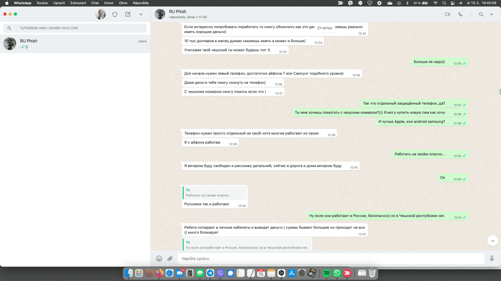 Navázání důvěry v komunikaci s podvodníkem. Podrobné popisování podvodů a schématu. (15. 02. 2022)