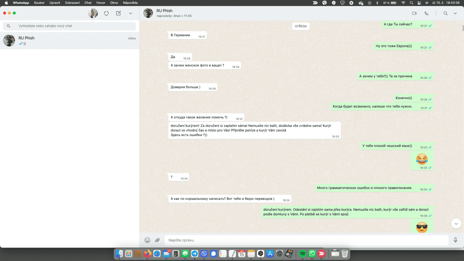Navázání důvěry v komunikaci s podvodníkem. Podrobné popisování podvodů a schématu. (15. 02. 2022)