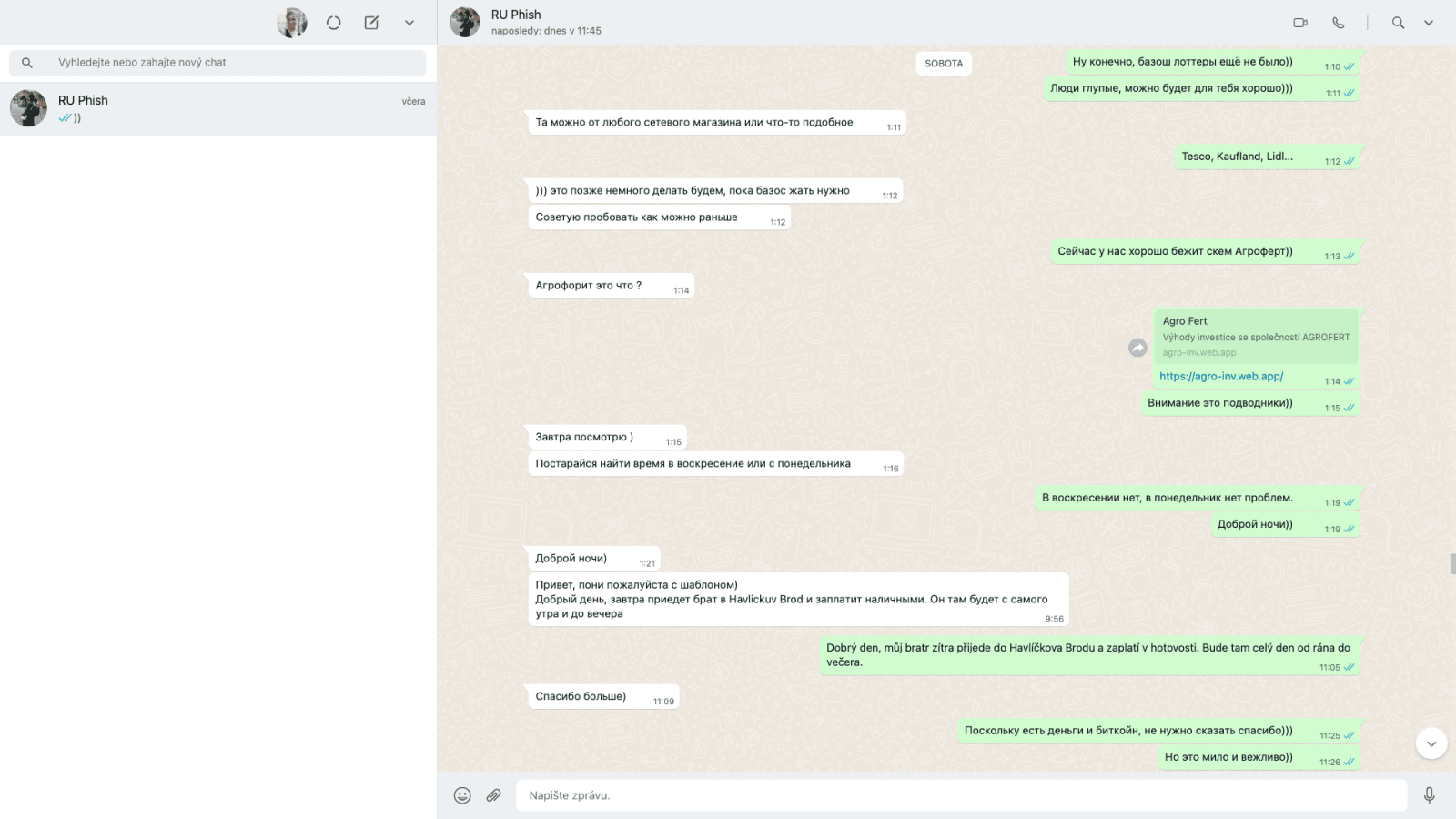 Navázání důvěry v komunikaci s podvodníkem. Podrobné popisování podvodů a schématu. (15. 02. 2022)