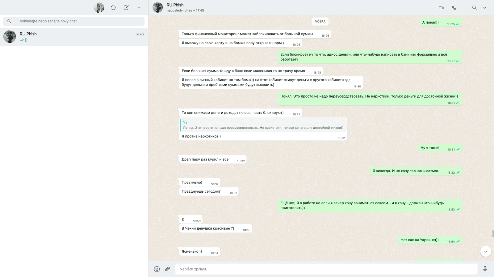 Navázání důvěry v komunikaci s podvodníkem. Podrobné popisování podvodů a schématu. (15. 02. 2022)