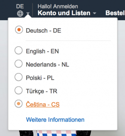 Přepnutí Amazon.de do češtiny