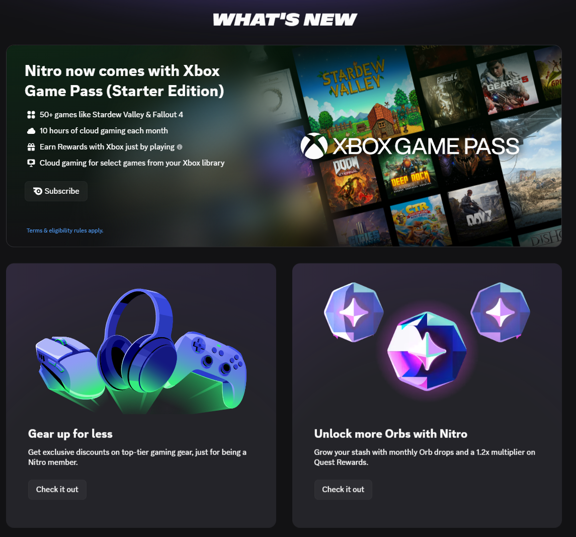Discord Nitro nabízí nově desítky her bez dalších poplatků