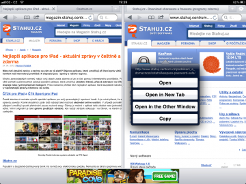 Hlavní funkcí prohlížeče Duet Browser je zobrazení dvou záložek najednou