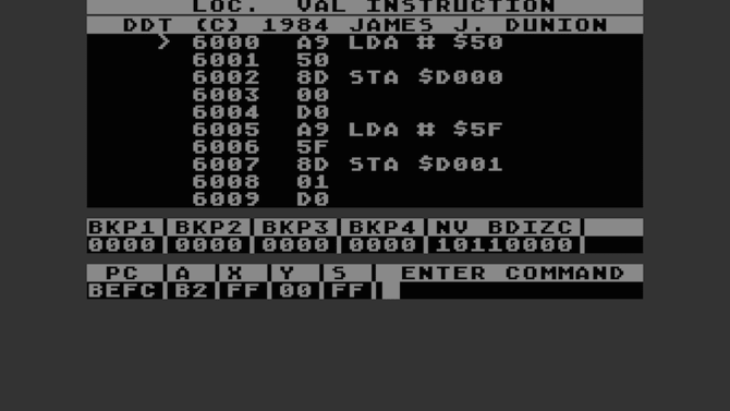 Debugger DDT v akci.