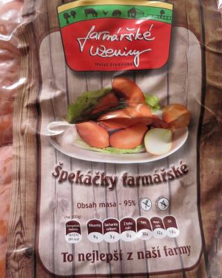 Špekáčky farmářské. Kategorie: Nejakostní potraviny. Nevyhovující parametr: tuk. Výrobek obsahoval více tuku, než bylo uvedeno na obale. Výrobce: Rýznar, spol. s r.o., Horní Studénky. Místo kontroly: AHOLD Czech Republic, a.s., Brno