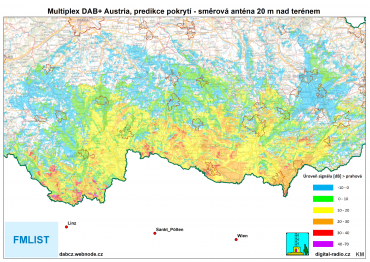 Predikce pokrytí DAB+ Austria