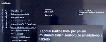 Na Philips 40PFH6510 s operačním systémem Android TV najdete v menu nastavení v části síť volbu pro převzorkování video signálu (Digital Media Render – DMR) jdoucího z bezdrátově připojeného mobilu či tabletu. Bohužel v tomto konkrétním případě na obrazovou kvalitu vliv neměla, resp. jsem to nepozoroval (recenze 2. září 2015).