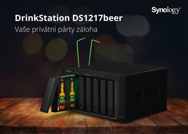 Synology uvádí na trh svůj první DrinkStation DS1217beer, první úložiště pro nápoje. Toto pivní úložiště nabízí úložnou kapacitu pro 12 nápojů a podporuje všechny druhy svazků pro zajištění dostatečné konzumace. 
(<a href="https://www.synology.com/cs-cz/company/news/article/Synology_Drink_Station/Synology%20p%C5%99edstavuje%20DrinkStation%20DS1217beer">více informací</a>)