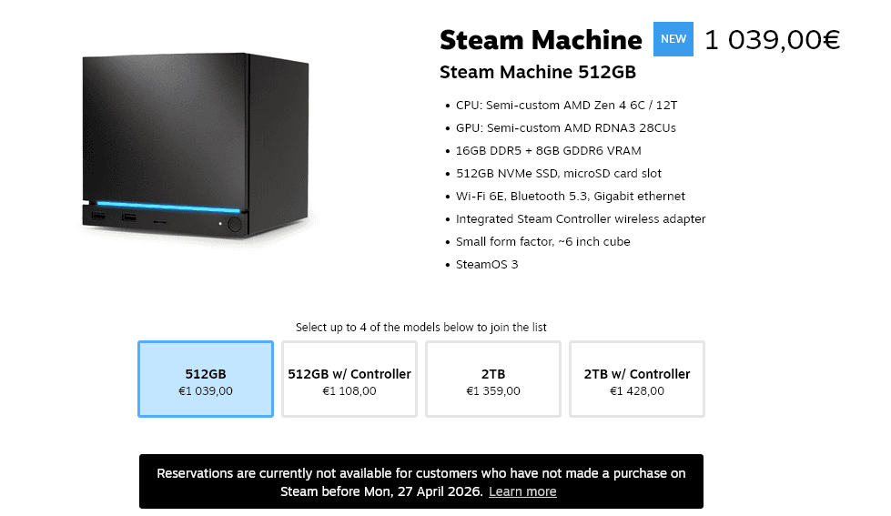 Předobjednávky Valve Steam Machine