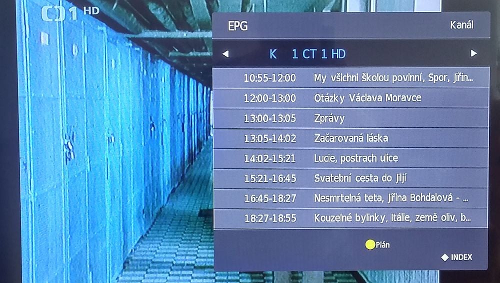 EPG - druhý náhled. Program pro jednu stanici.