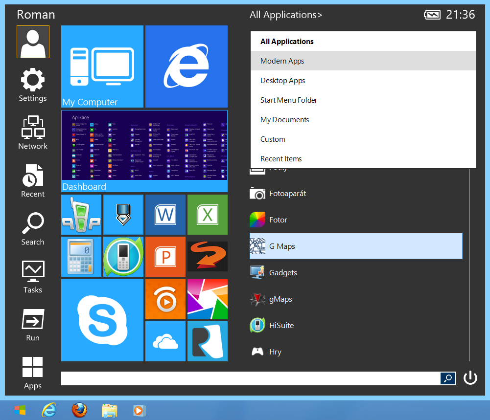 Za pozornost jistě stojí i kvalitní náhrada za nabídku Start - aplikace Start Menu Reviver