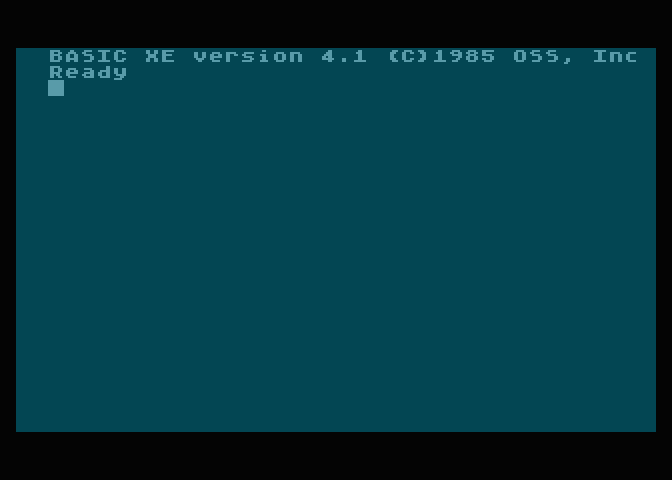 Úvodní obrazovka interpretru BASIC XE.