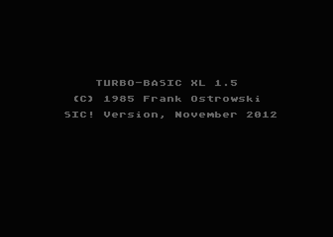 Inicializace interpretru Turbo BASICu XL.