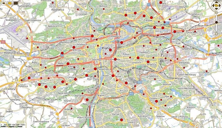 Mapa Zkušební provoz základnových stanic 4G a 5G v pásmu 700MHz a 800MHz