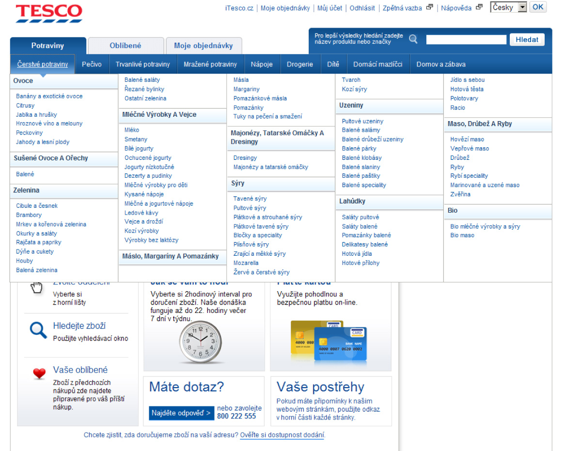 Internetový obchod společnosti Tesco.