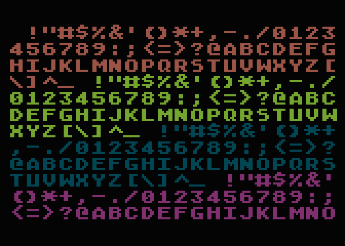 Dvanáct řádků textového režimu GR.2 (ANTIC 7).