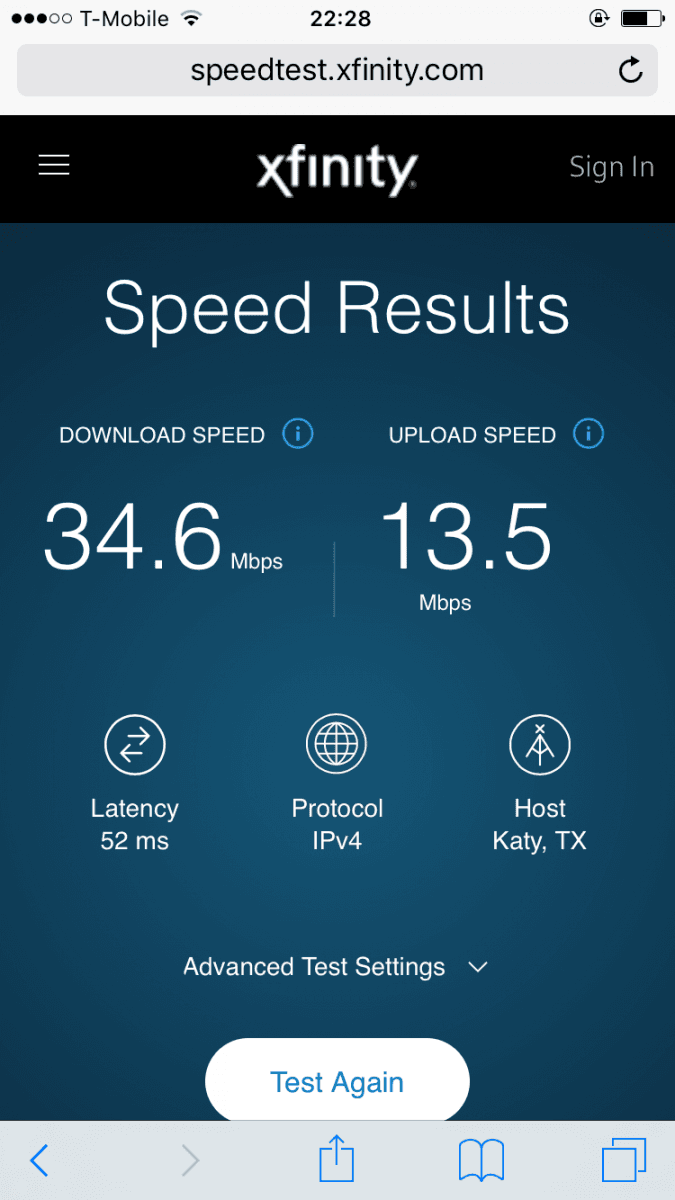 Rychlost připojení zhruba blok od budky LinkNYC