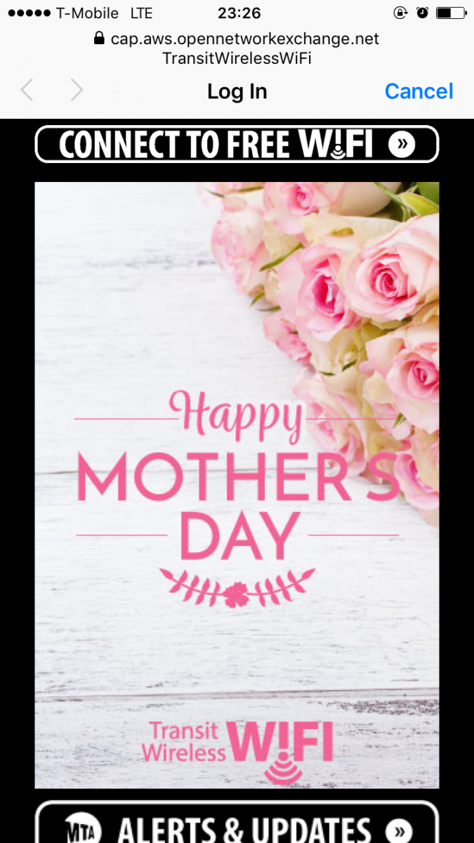 Landing page po připojení na Wi-Fi ve stanicích metra