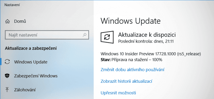 Ve Fast ringu je k dispozici Windows 10 Insider Preview build 17728