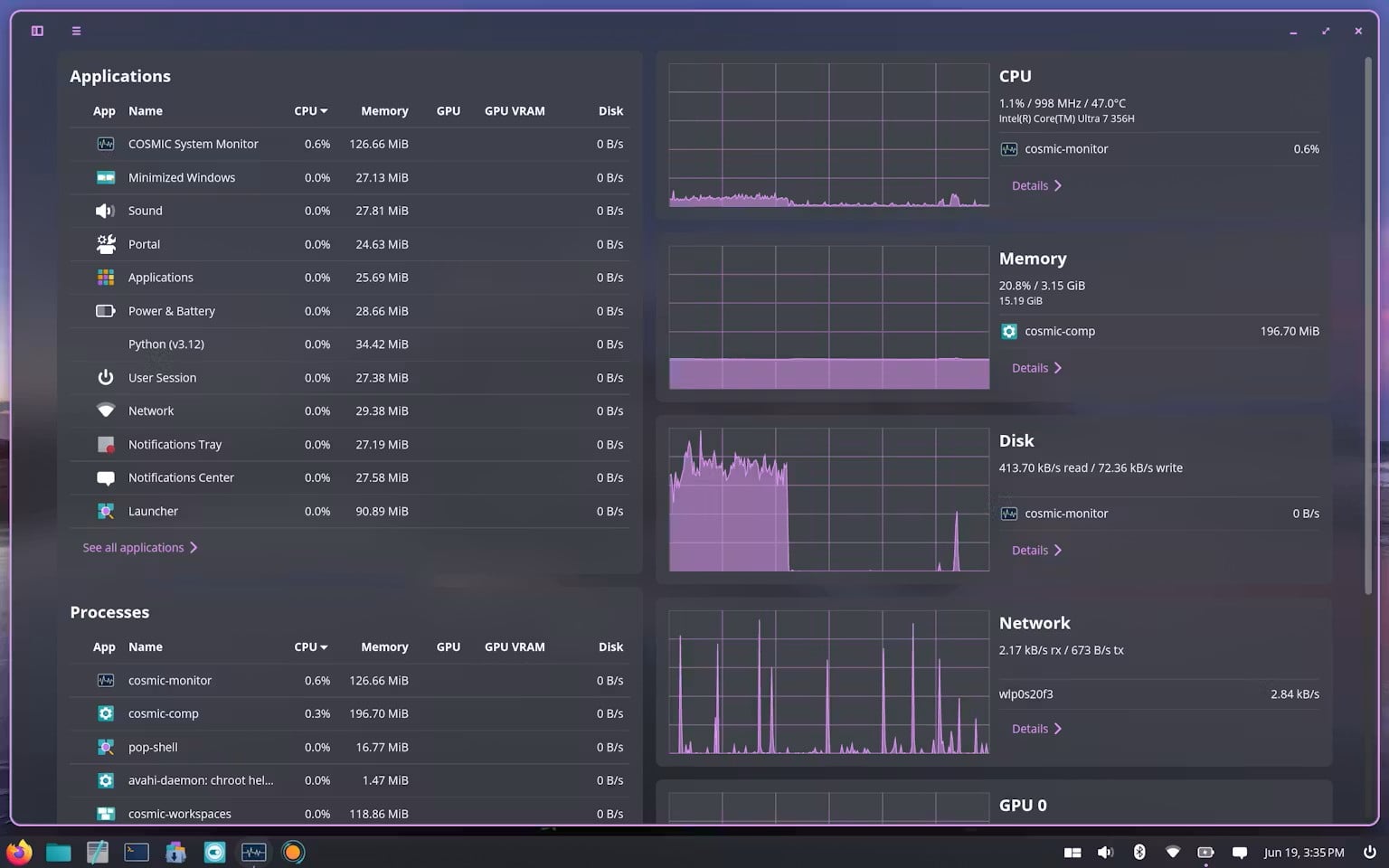 COSMIC System Monitor