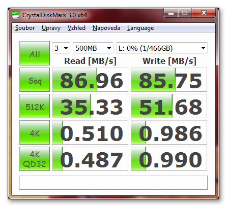 WD My Passport Essential 500 GB - Crystal Disk Mark