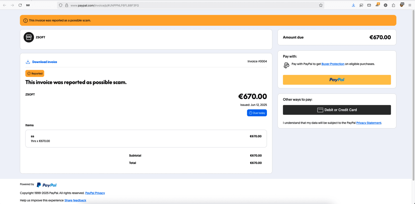 Podvodník inzeruje na bazos.cz licence na známý software za cenu 650-980 Kč. Samotná platba přes PayPal je na stejnou částku, ale  v eurech. Platba míří do Bulharska na bulharský platební účet. (12. 06. 2025)