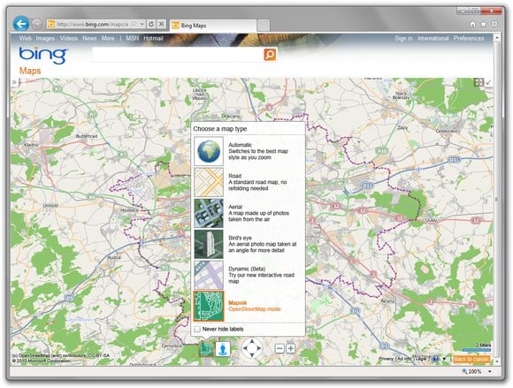 Bing OpenStreetMap