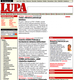 Jak vypadala Lupa.cz před změnou koncem roku 2005 