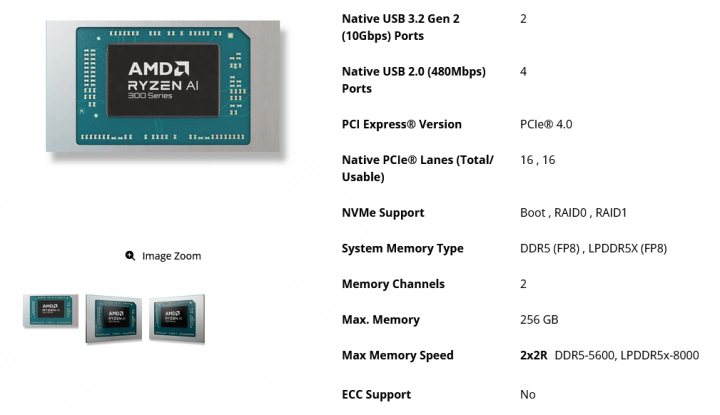 Podpora LPDDR5X-8000 u Ryzenů AI 300