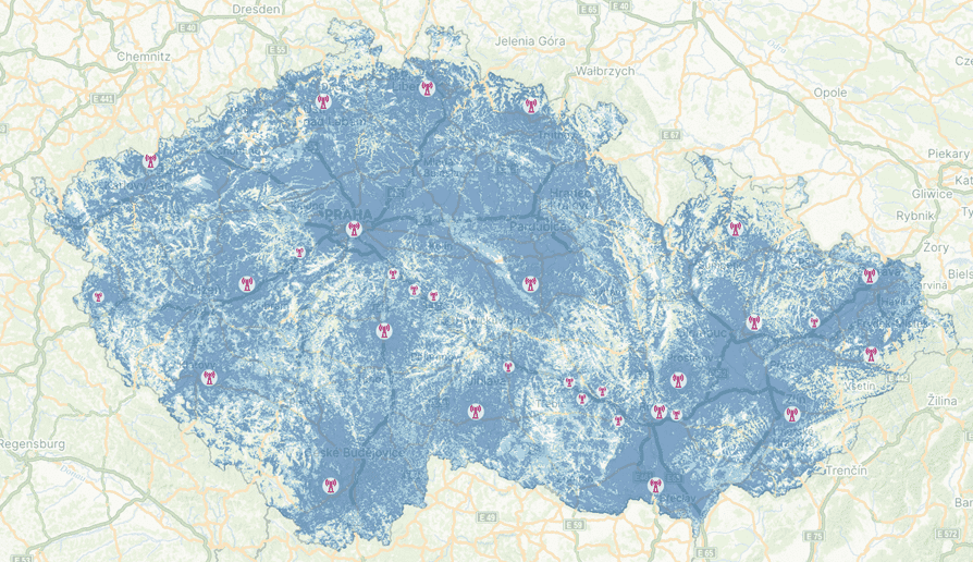 Pokrytí multiplexu CRA DAB+