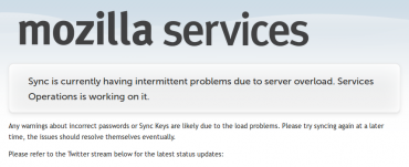 Firefox Sync je přetížen