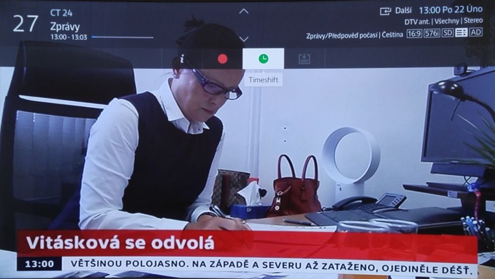 Informace v pořadu. Jak vidíte, dostupná je tu i funkce TimeShift.