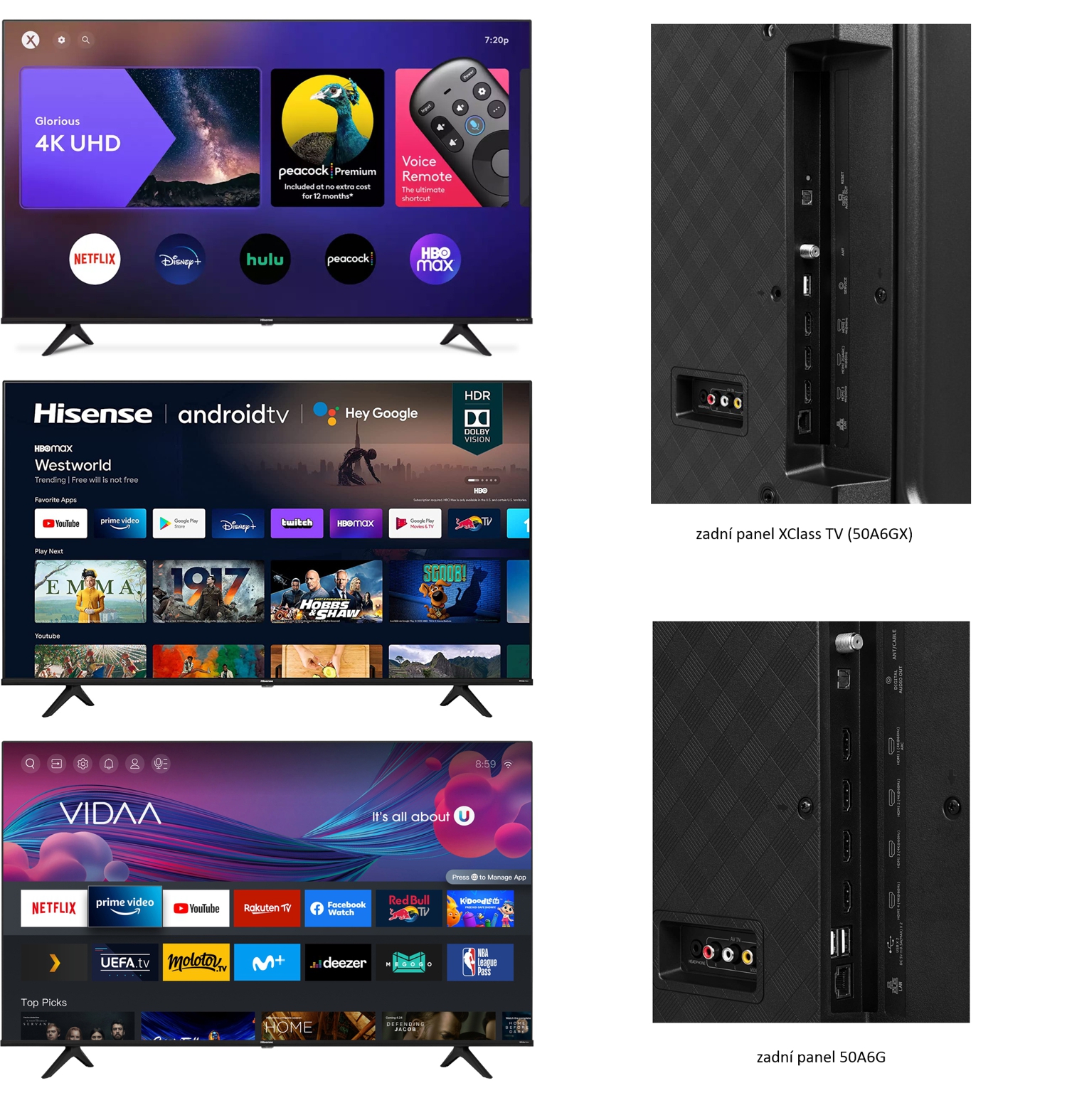 50" TV série A6G, shora: A6GX/A6G US distribuce/A6G CZ distribuce