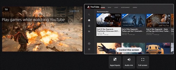 Hra a YouTube na jedné obrazovce