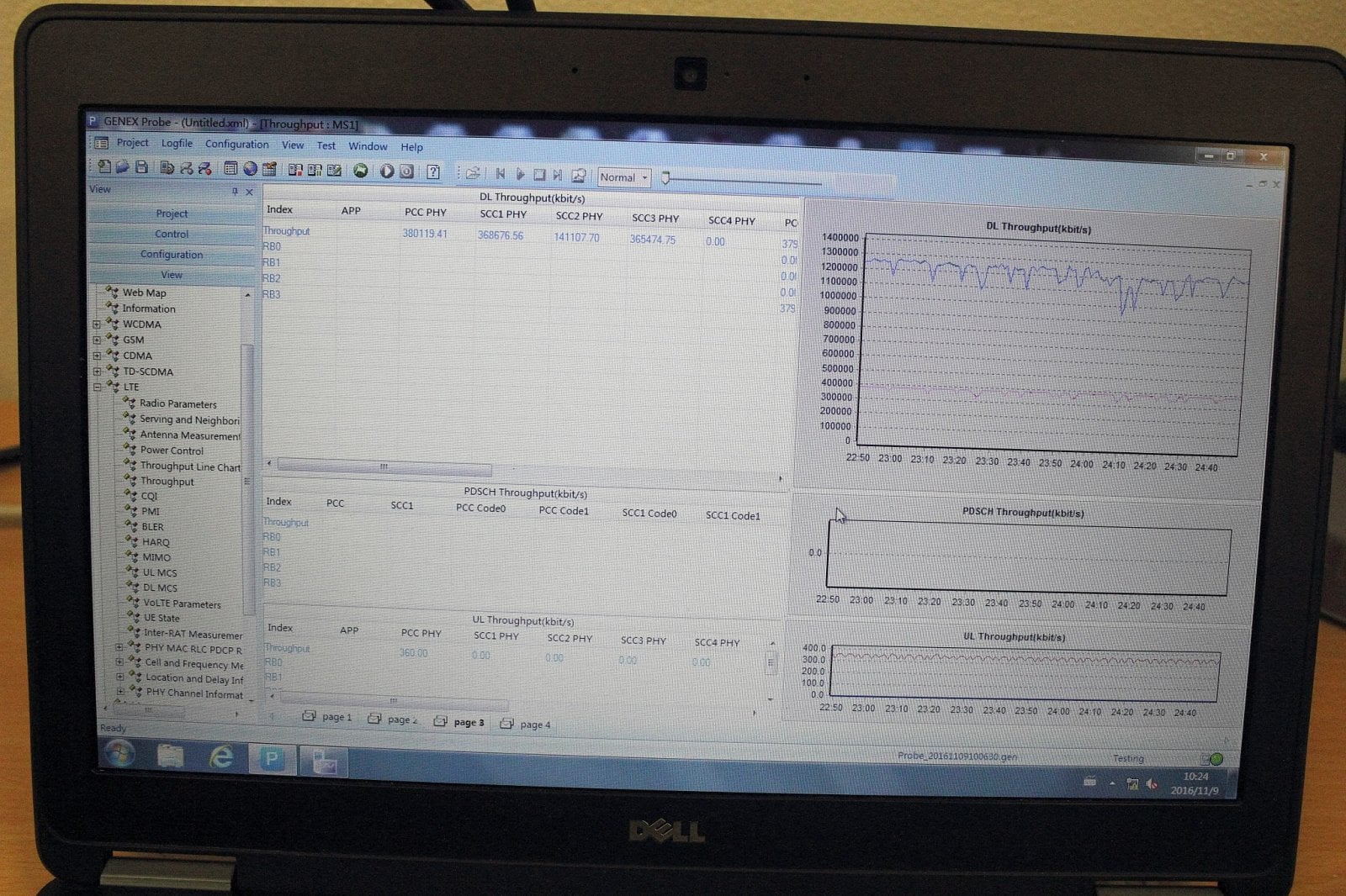 "Vidíte, že u pásem s šířkou 20 Mhz se rychlost pohybuje kolem 380 Mbit/s a na 10Mhz pásmu je to kolem 130 Mbit/s, takže celkem se pohybujeme někde kolem 1200 Mbit/s a výš," ukazuje Byrtus. Když pohnete některou z přijímacích antén, projeví se to okamžitým snížením rychlosti.