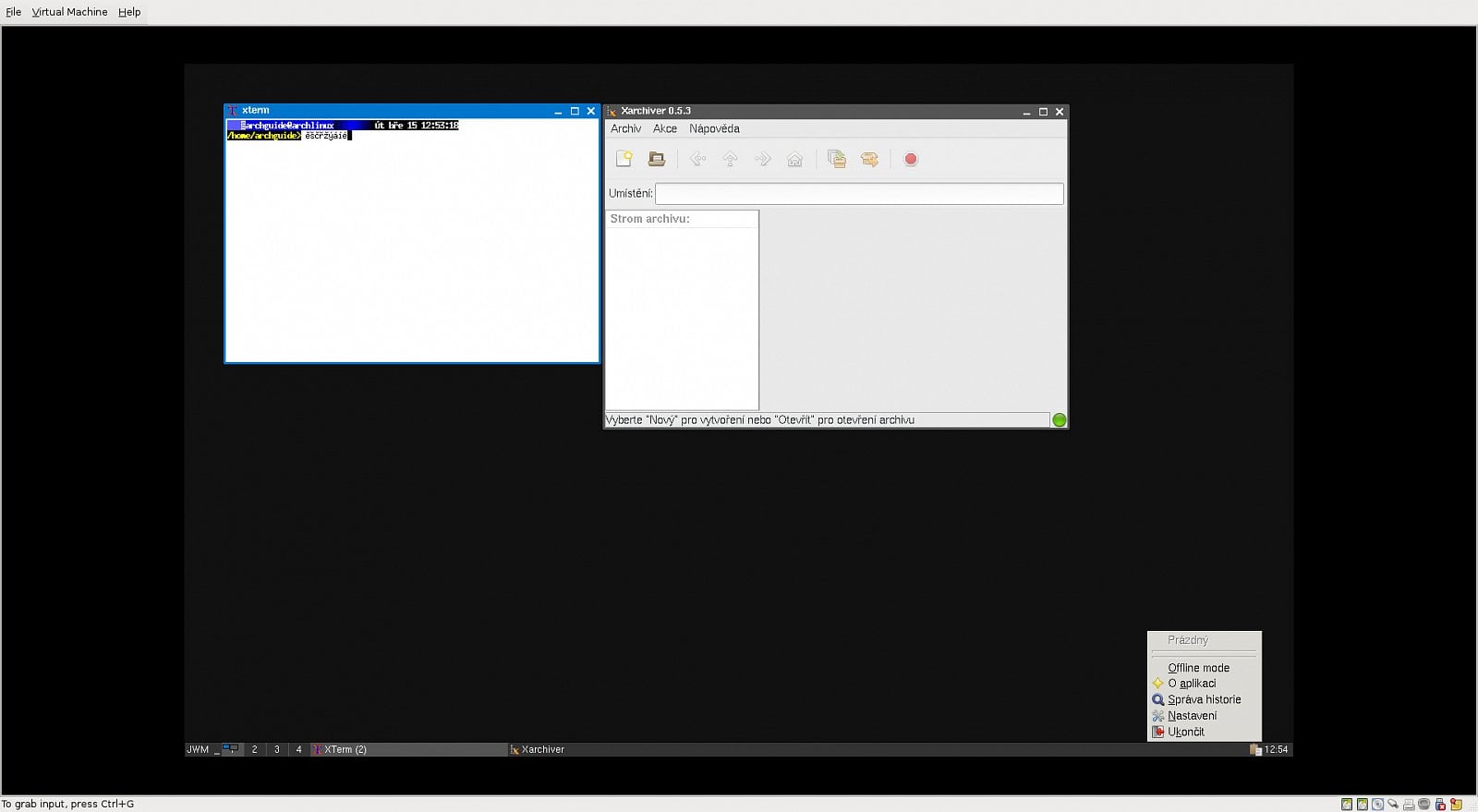 Arch: základní sada aplikací, JWM
