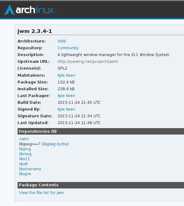 Arch: základní sada aplikací, JWM
