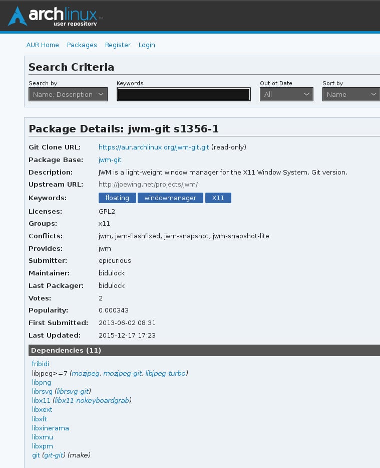 Arch: základní sada aplikací, JWM