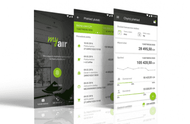 Vzhled mobilní aplikace My Air na chytrém telefonu s operačním systémem Android.