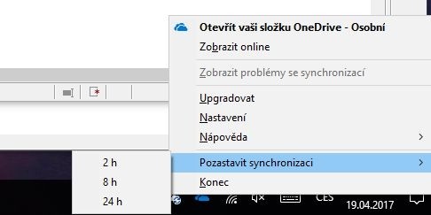 Pozastavení synchronizace v aplikaci OneDrive ve Windows 10