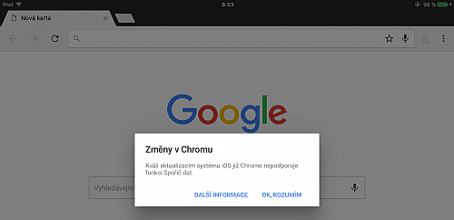 Chrome 48 pro iOS již neobsahuje spořič dat