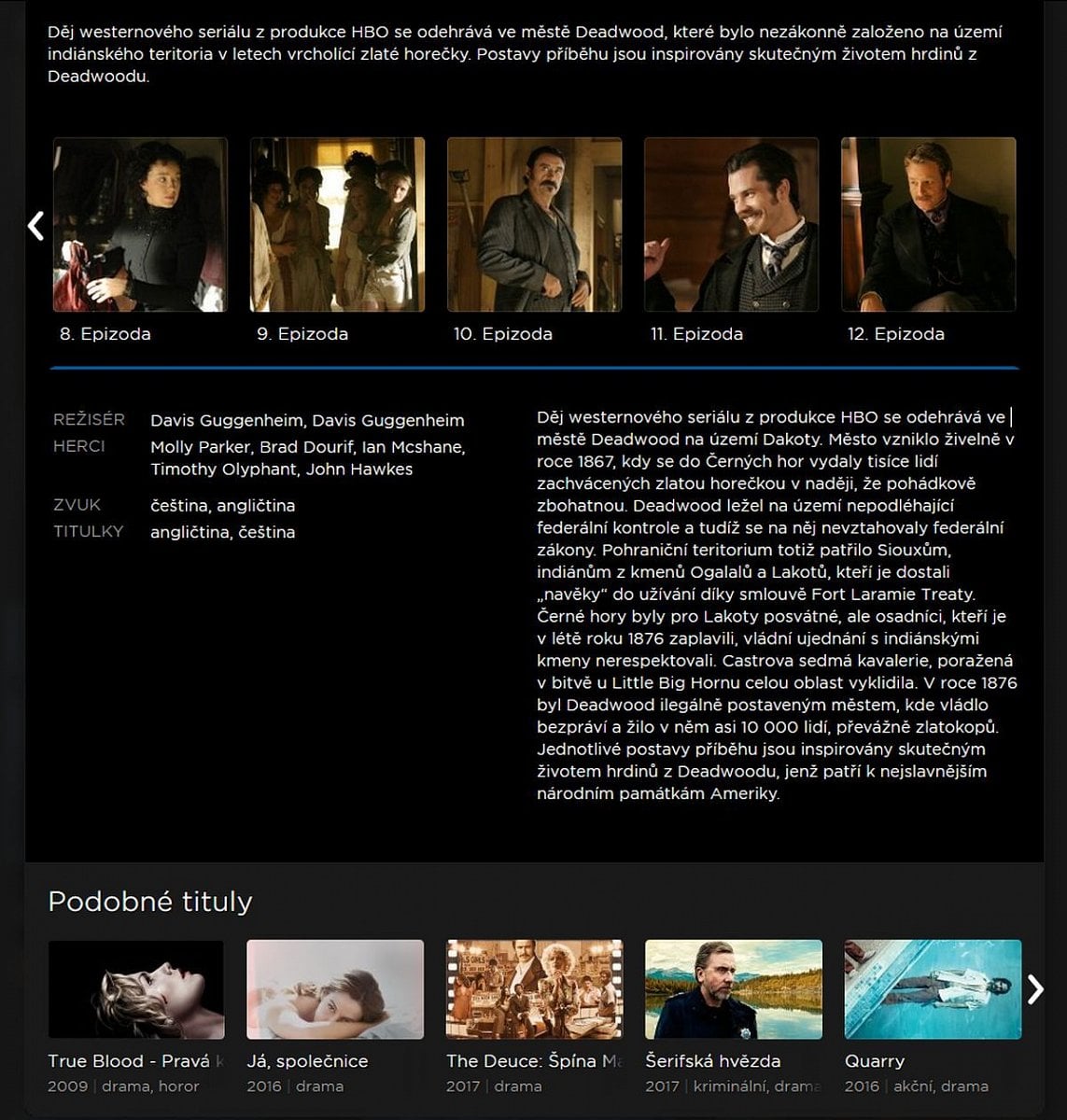 HBO GO nově, říjen 2017 (Windows PC, Firefox)