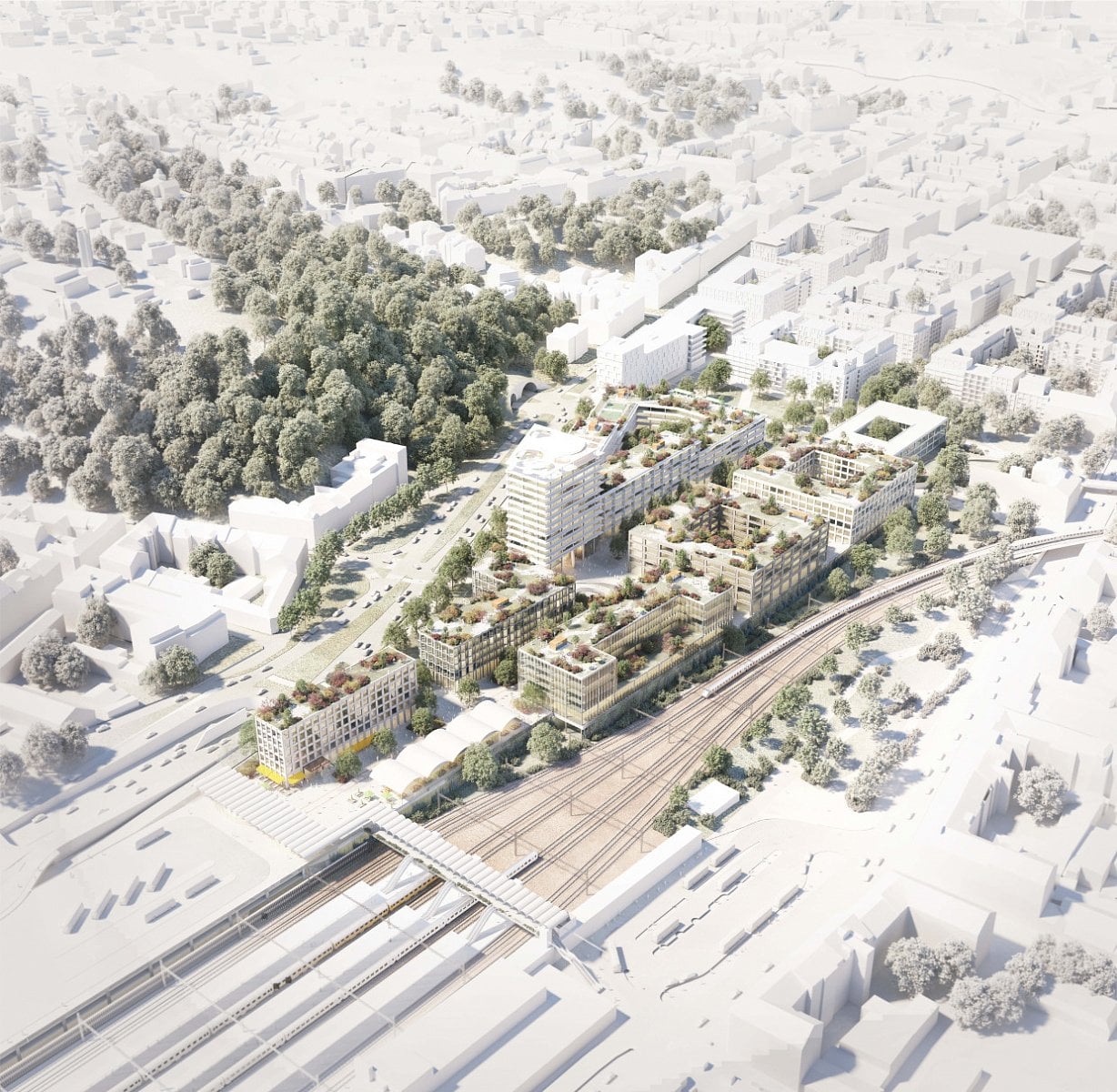 Celkový pohled, návrh z dílny Tham Videgard Arkitekter (Švédsko)