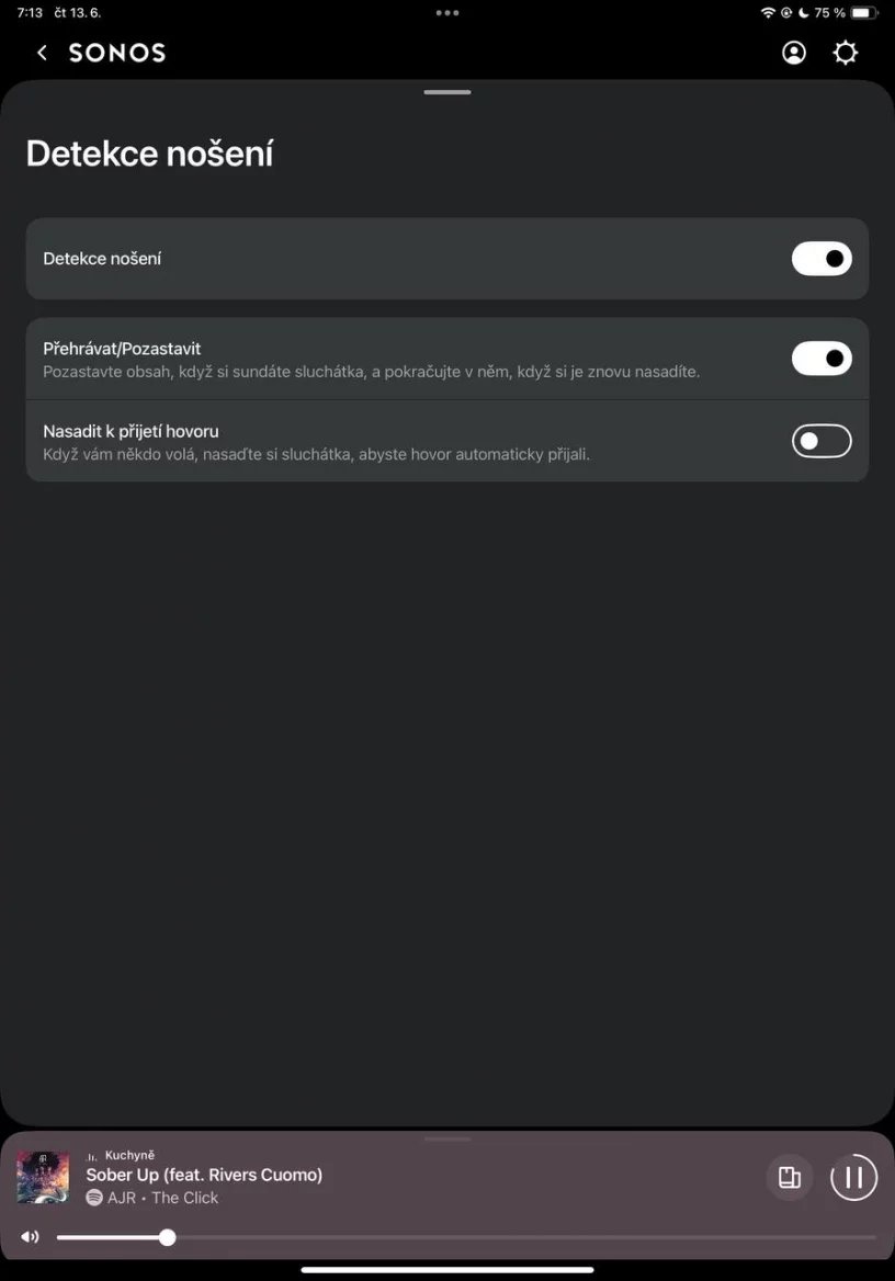 Nastavení sluchátek