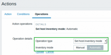 Zabbix 3.0 operation inventory mode