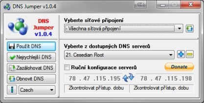DNS Jumper spravuje DNS