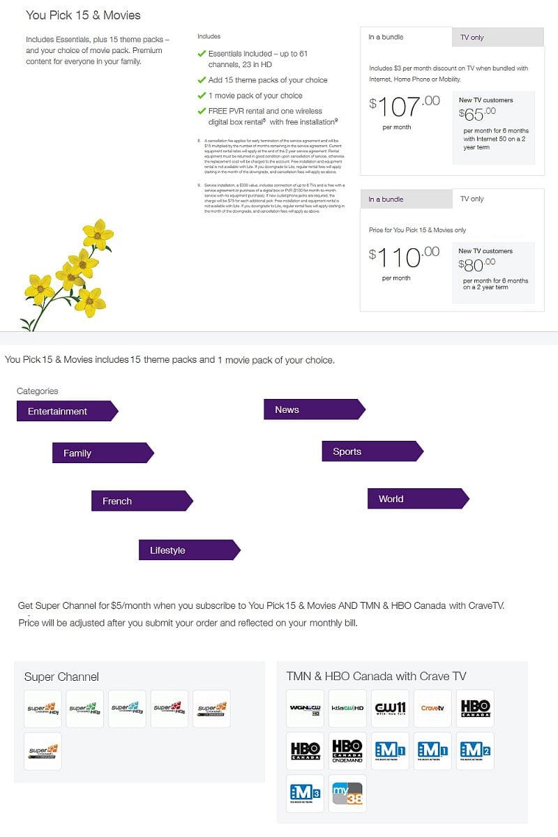 Telus - vlastní kombinované (You Pick) balíčky