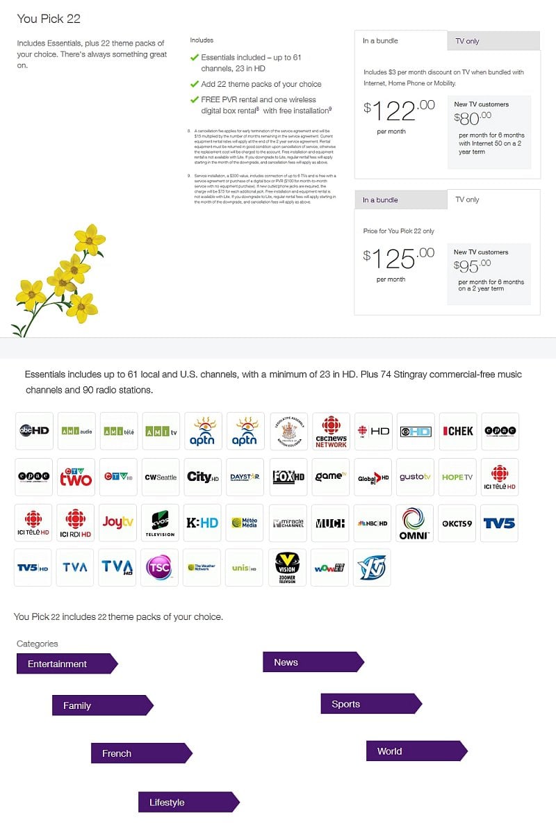Telus - vlastní kombinované (You Pick) balíčky