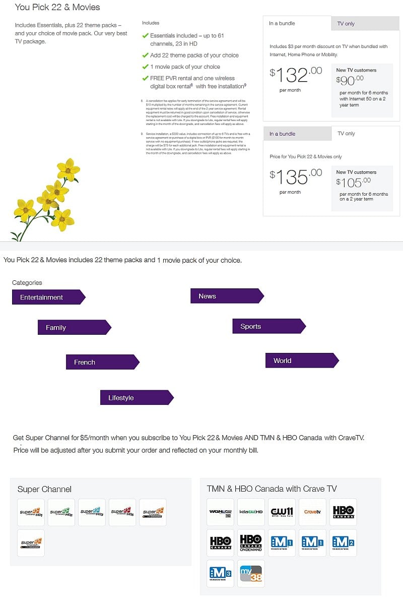 Telus - vlastní kombinované (You Pick) balíčky